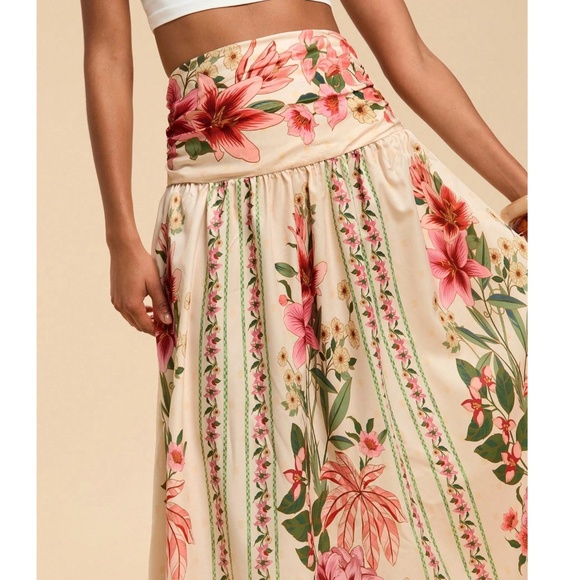 Boho Floral Tropical Print High waisted maxi Skirt - Picture 3 of 8